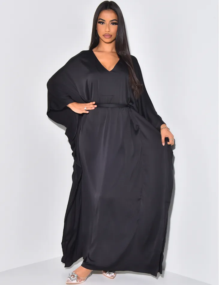 Abaya en satin ajustée à la taille / 59589 - JEANS INDUSTRY