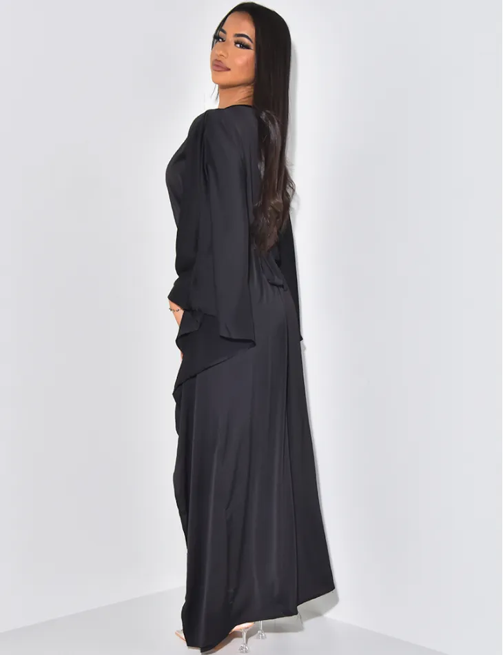 Abaya en satin ajustée à la taille / 59589 - JEANS INDUSTRY