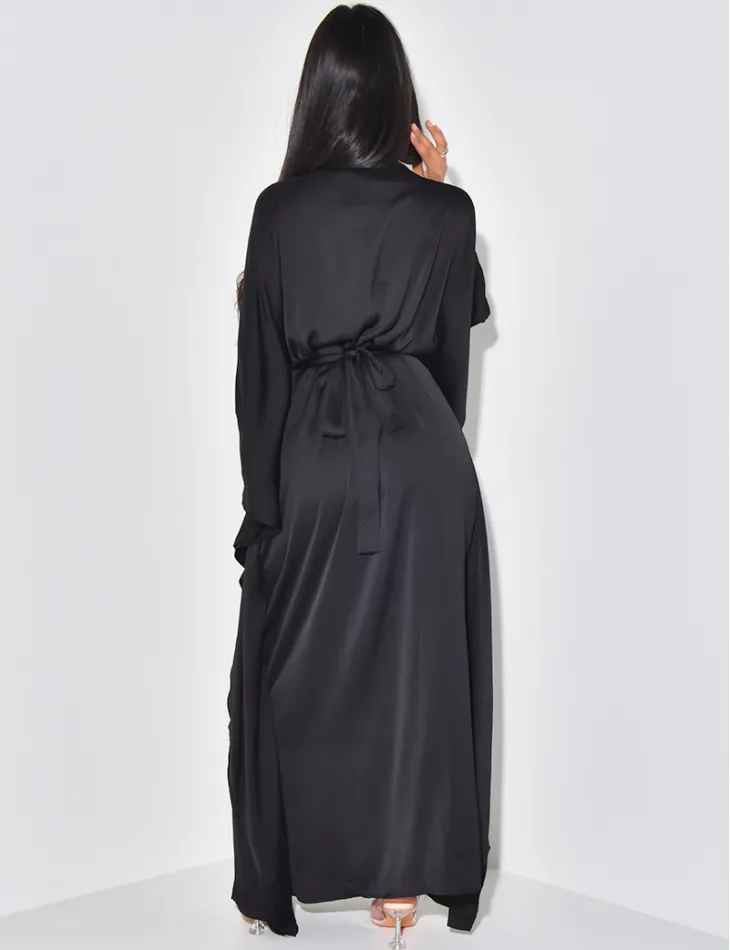 Abaya en satin ajustée à la taille / 59589 - JEANS INDUSTRY