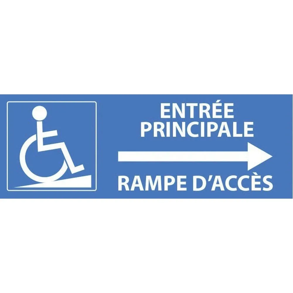 Affichage accès personne à mobilité réduite accès pmr à gauche 10x10cm