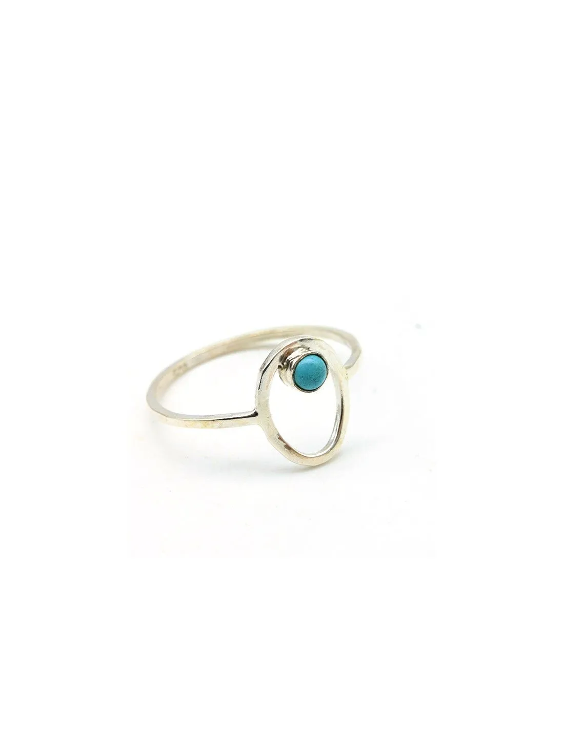 Bague argent fine ovale et turquoise