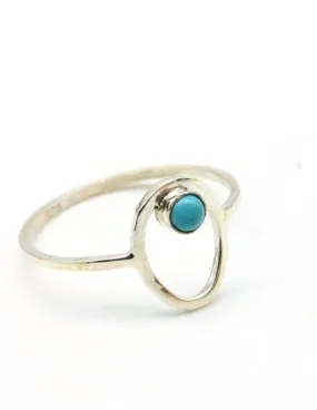 Bague argent fine ovale et turquoise