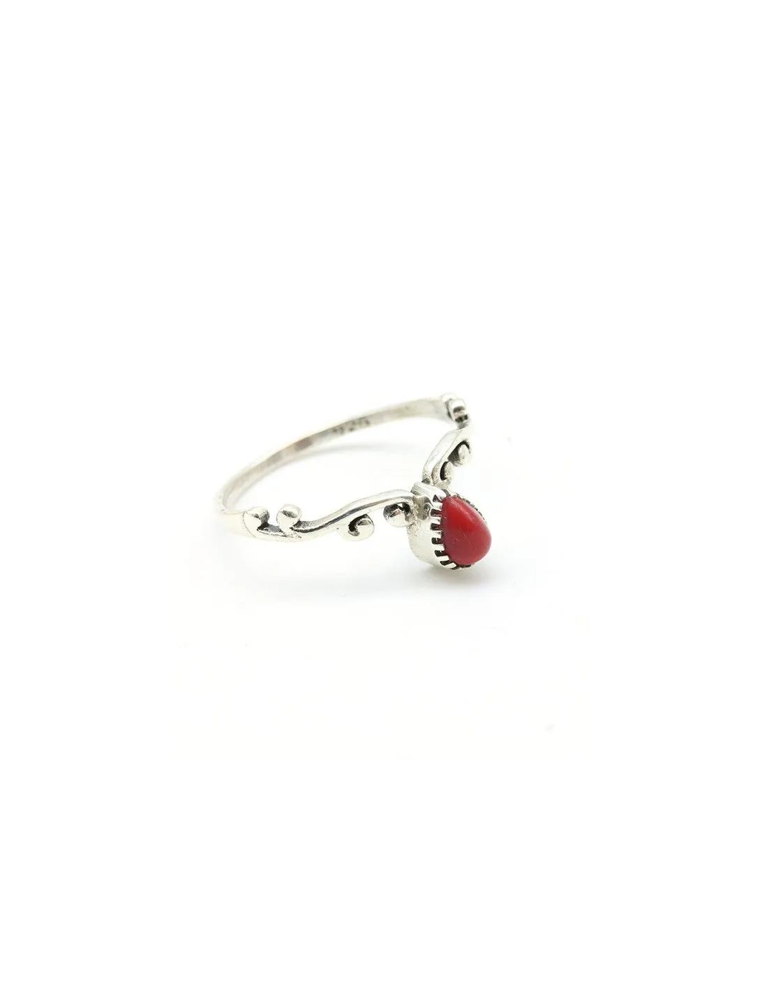 Bague argent fine pierre rouge