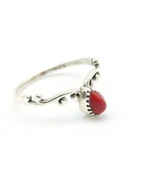 Bague argent fine pierre rouge