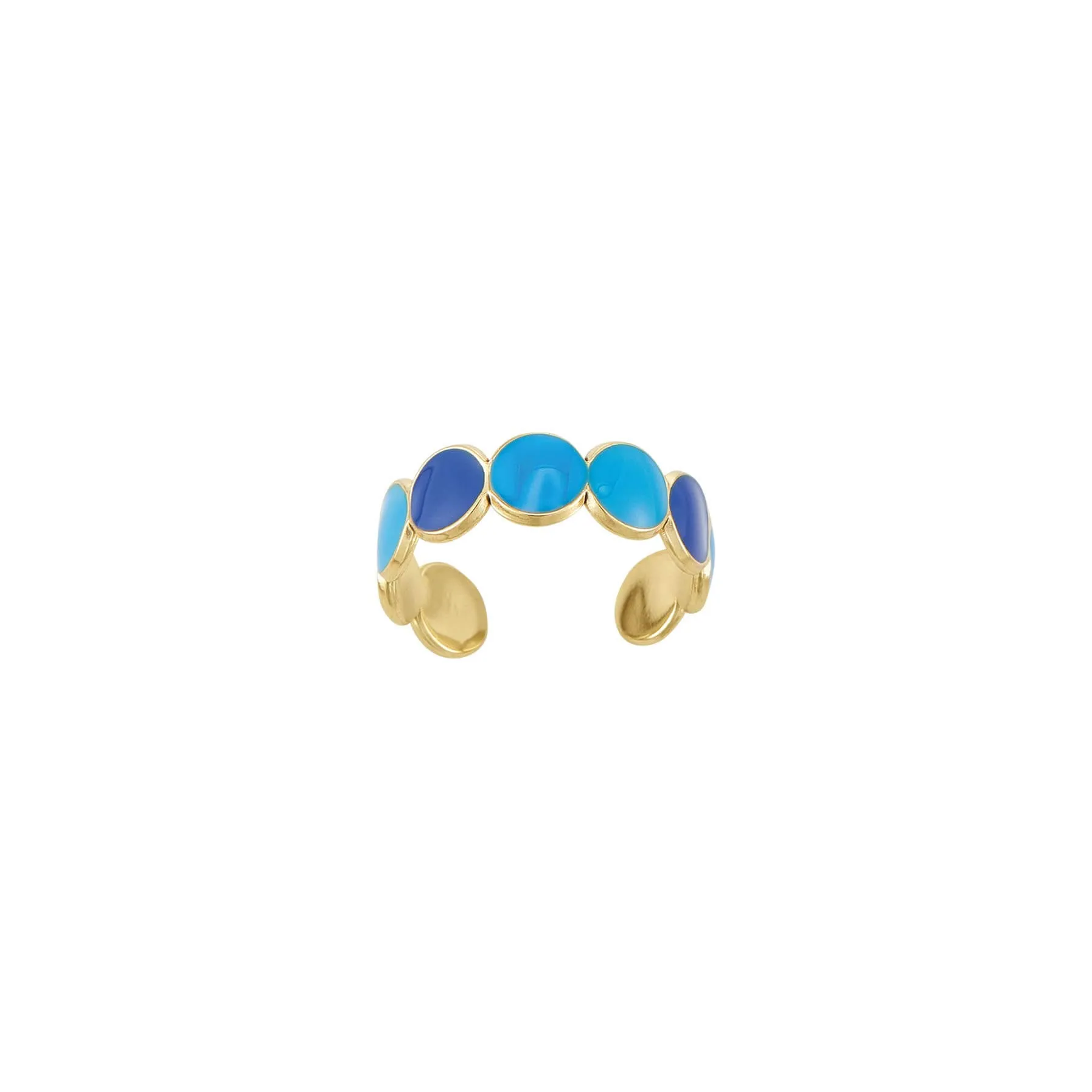 Bague Baia bleue acier doré or