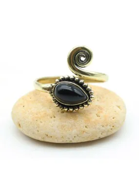 Bague laiton réglable pierre onyx