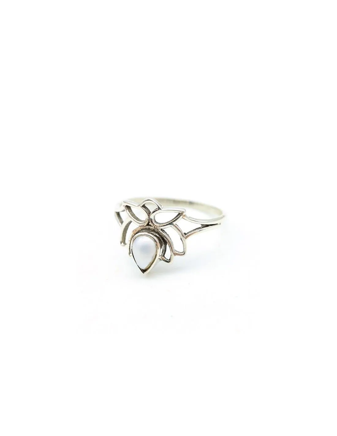 Bague lotus argent et perle