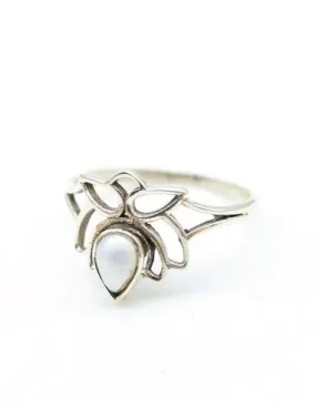 Bague lotus argent et perle