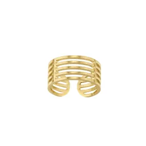 Bague New york acier doré or