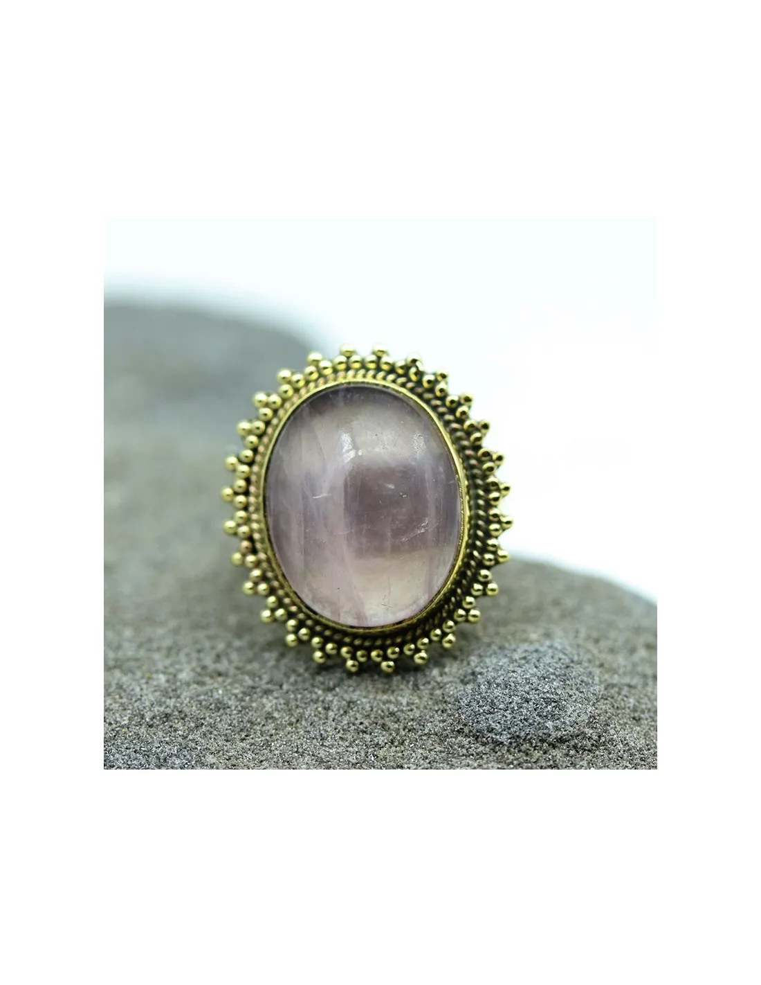 Bague quartz rose en laiton