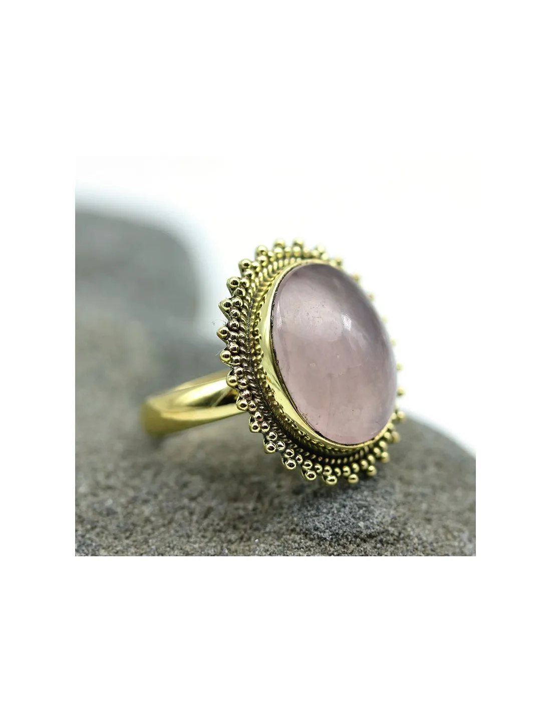 Bague quartz rose en laiton