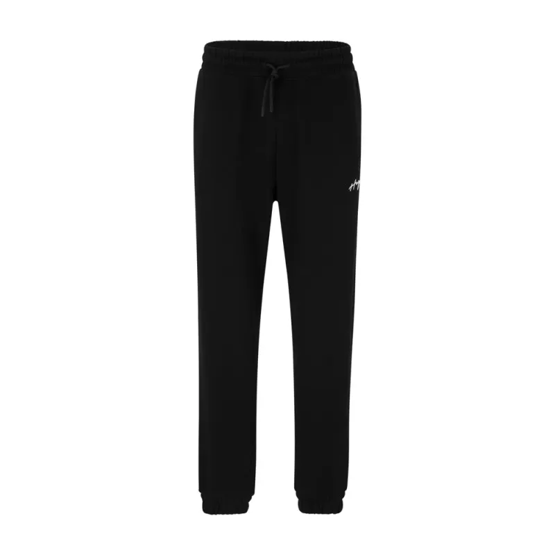 BAS DE SURVÊTEMENT NOIR EN COTON RELAXED FIT AVEC LOGO MANUSCRIT DRASILIA HUGO
