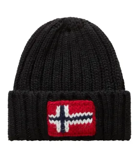 Bonnet Napapijri noir maille côtelée