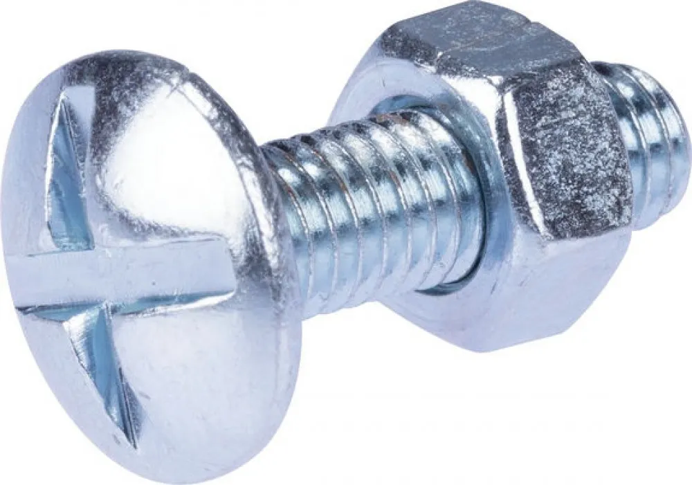 Boulon poêlier tête ronde large fendu en croix zingué PGB "VP001006000203" de 6 x 20