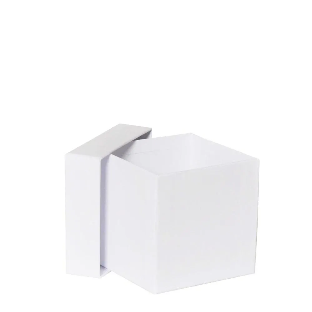Boîte carrée 10x10x10cm luxe blanche couvercle cloche par lot de 25