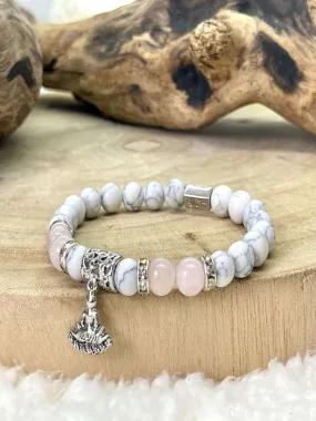 Bracelet buddha en quartz rose - Blanc