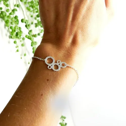 Bracelet femme argent massif 925/1000 réglable collection bulles awa