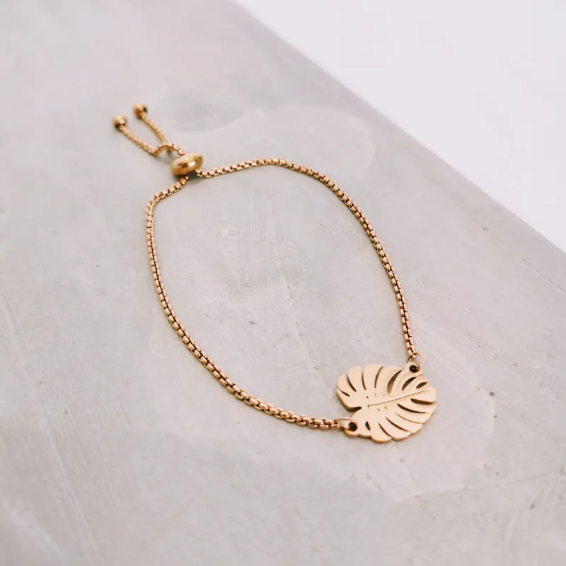 Bracelet feuille bronze