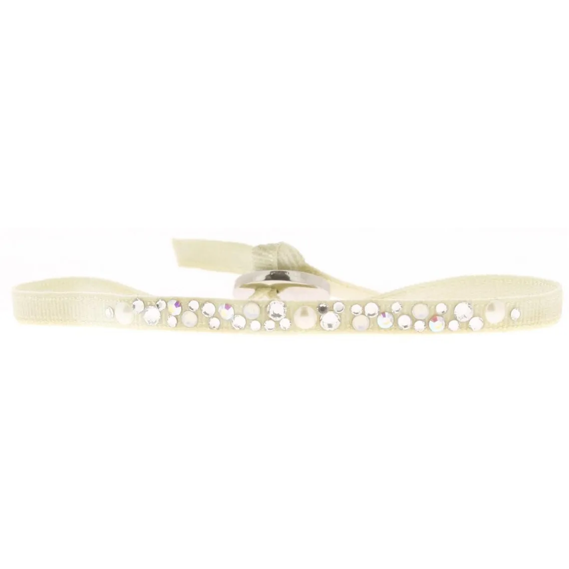 Bracelet Les Interchangeables A36647 - Bracelet Tissu Beige Cristaux Swarovski Les Interchangeables | 3 Suisses