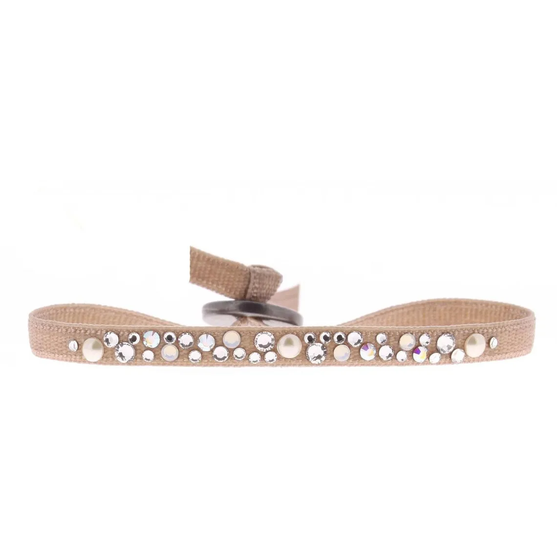 Bracelet Les Interchangeables A36669 - Bracelet Tissu Beige Cristaux Swarovski Les Interchangeables | 3 Suisses