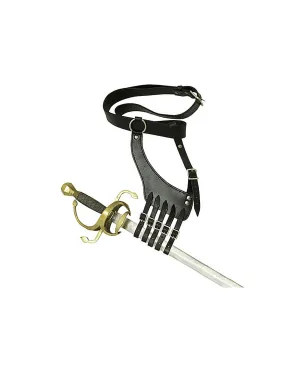 Ceinture avec porte-épée en cuir noir ⚔️ Boutique Épées