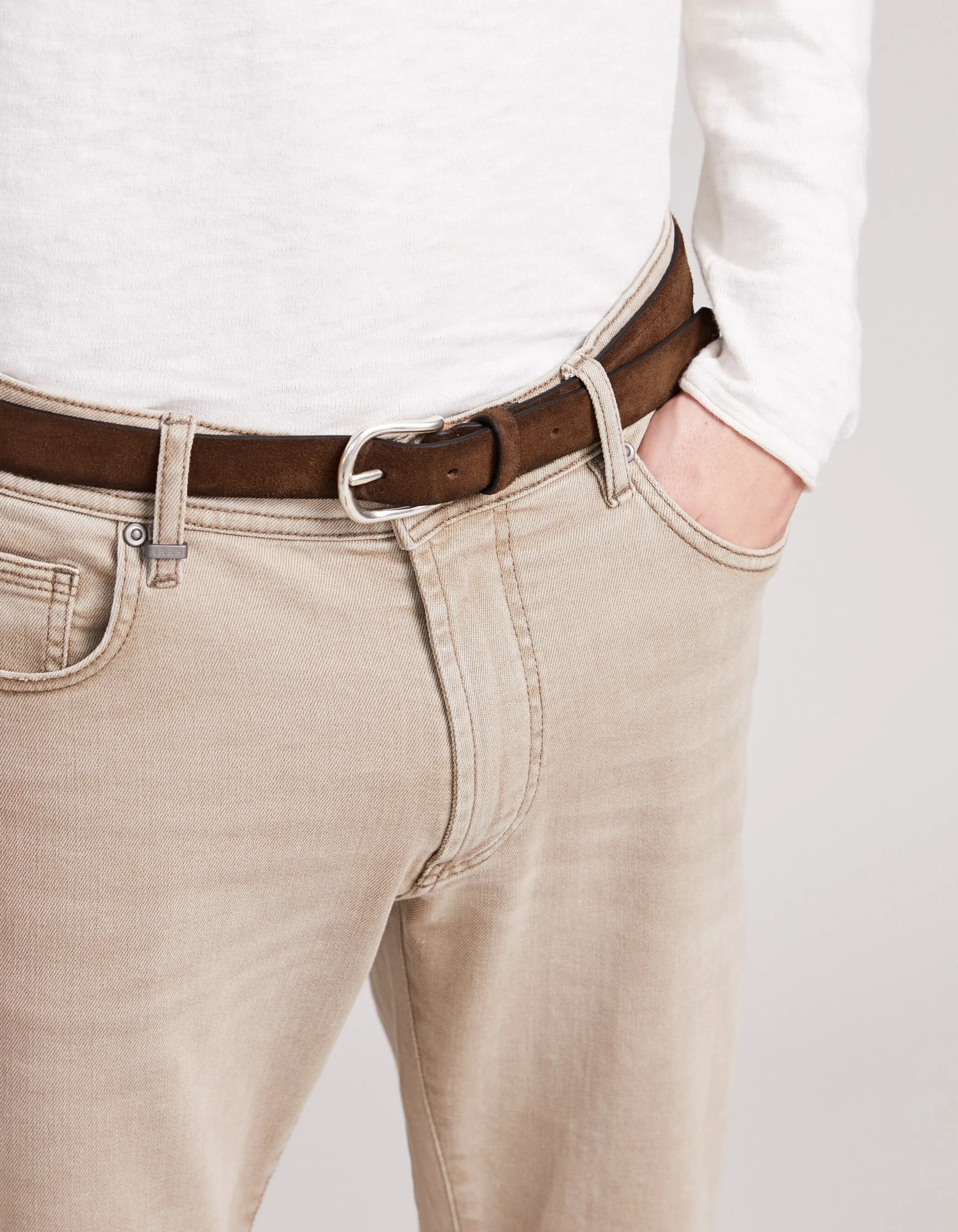 Ceinture cigare fine cuir velours Homme