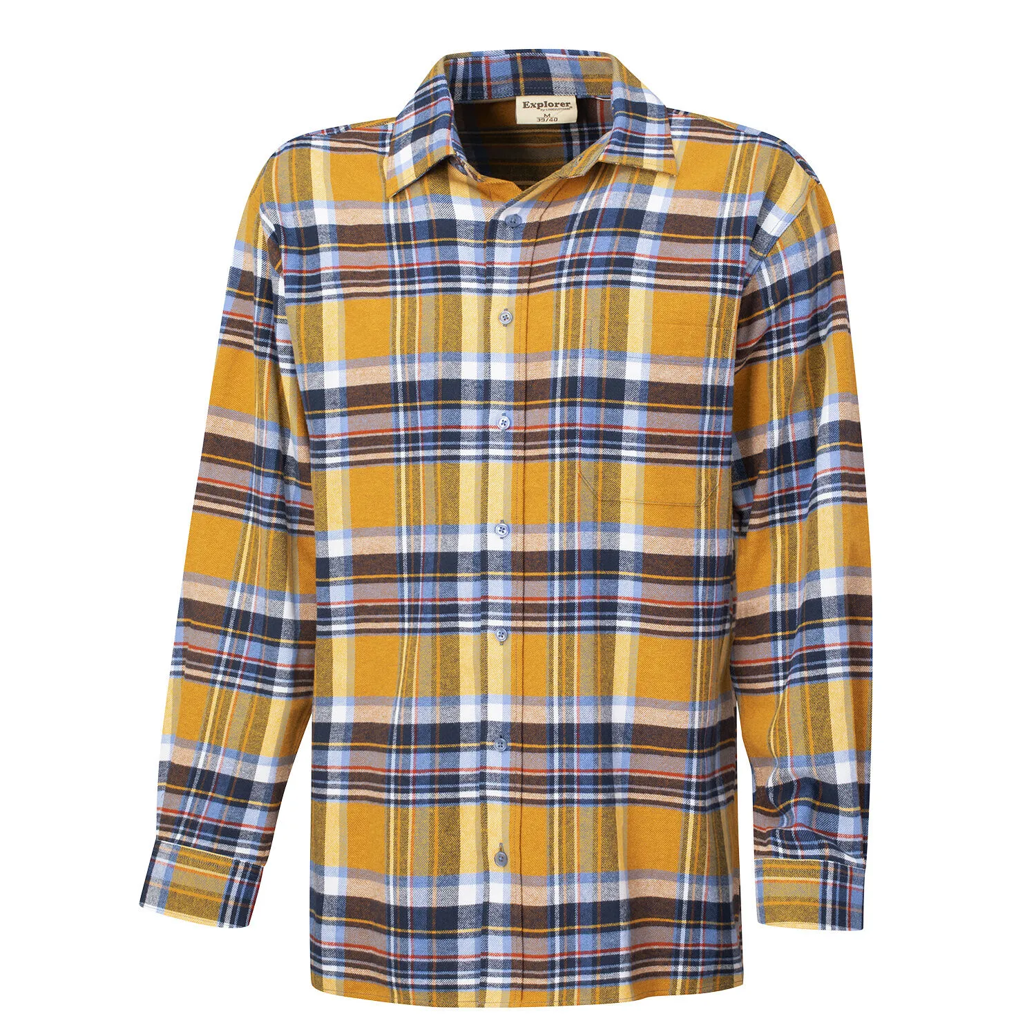 Chemise en flanelle, jaune-bleu à carreaux ⋆ Lehner Versand