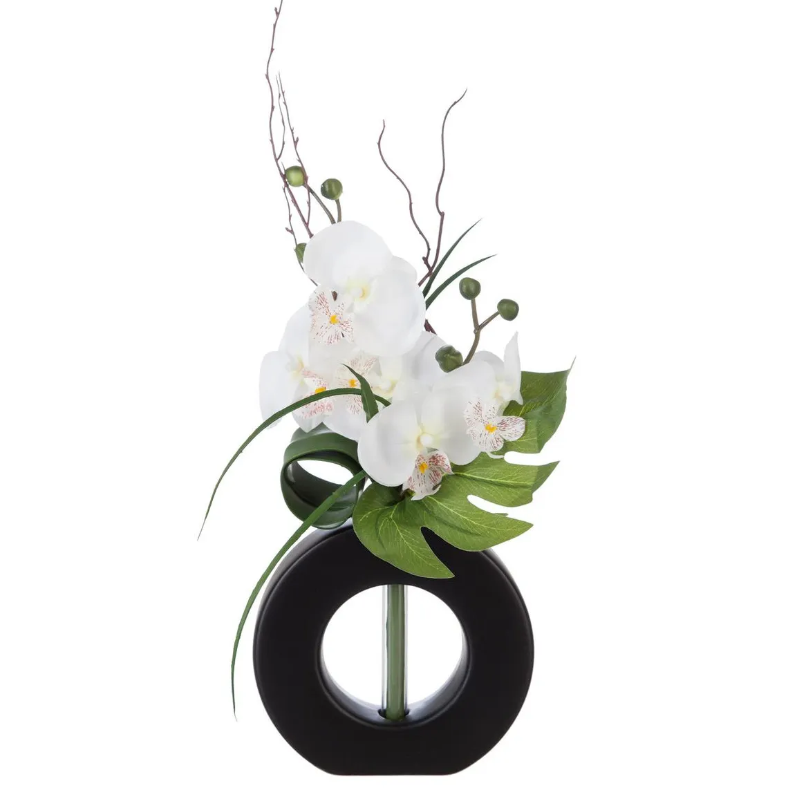 Composition orchidées + Vase noirvoir | 3 Suisses