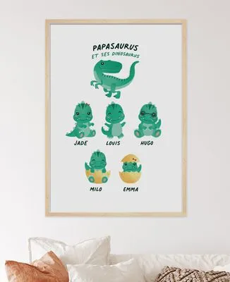Coussin Papasaurus et ses dinosaurus personnalisé