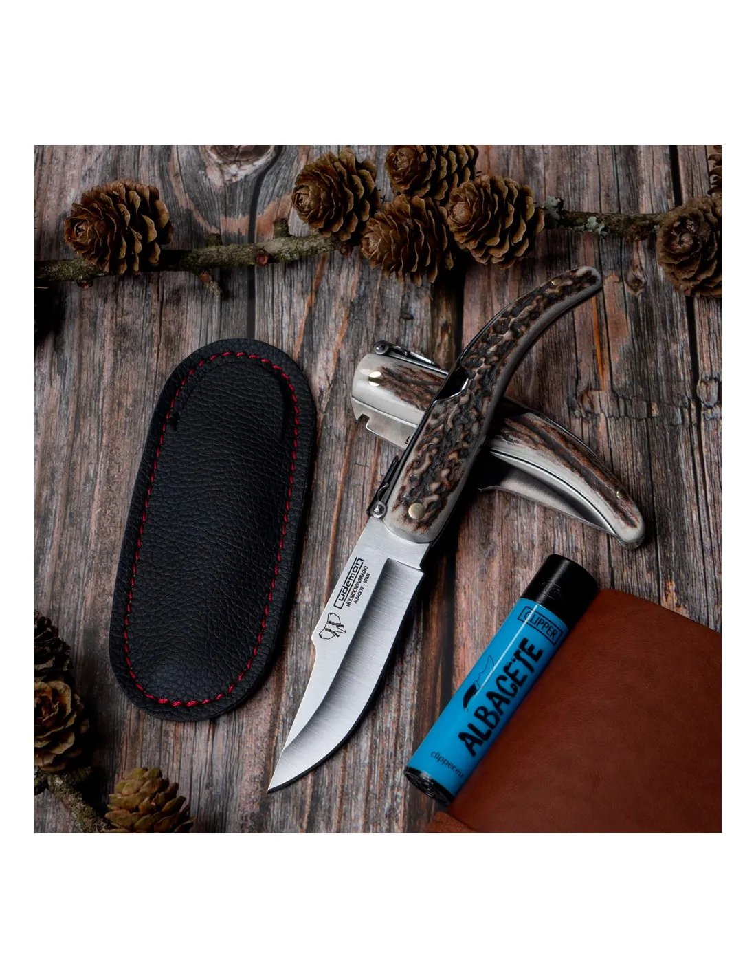 Couteau Cudeman d'Albacete, bois de cerf ⚔️ Boutique Épées