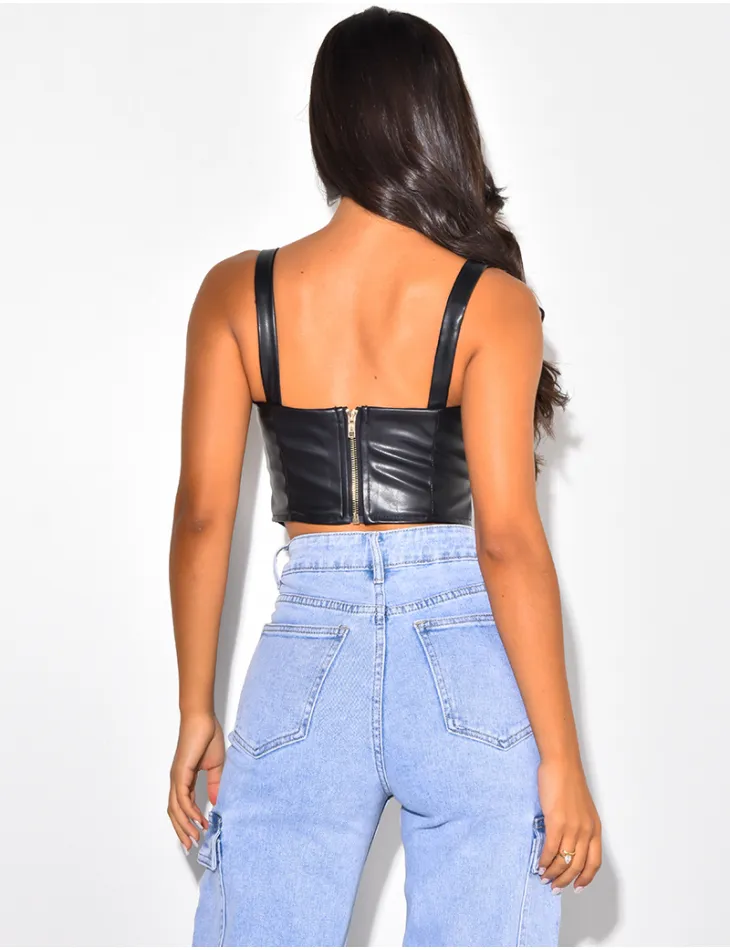 Crop-top bustier en simili / 48984 - JEANS INDUSTRY