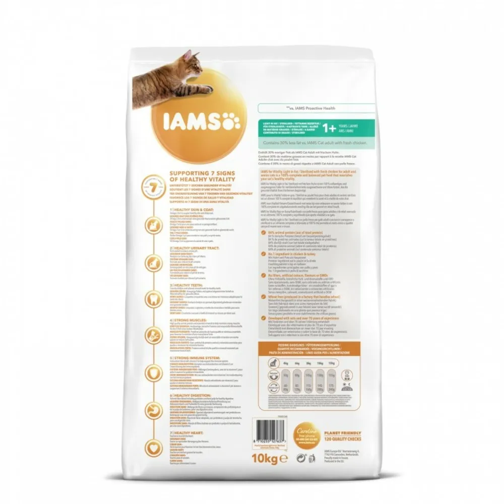 Croquettes chat stérilisé - iams for vitality 10 kg