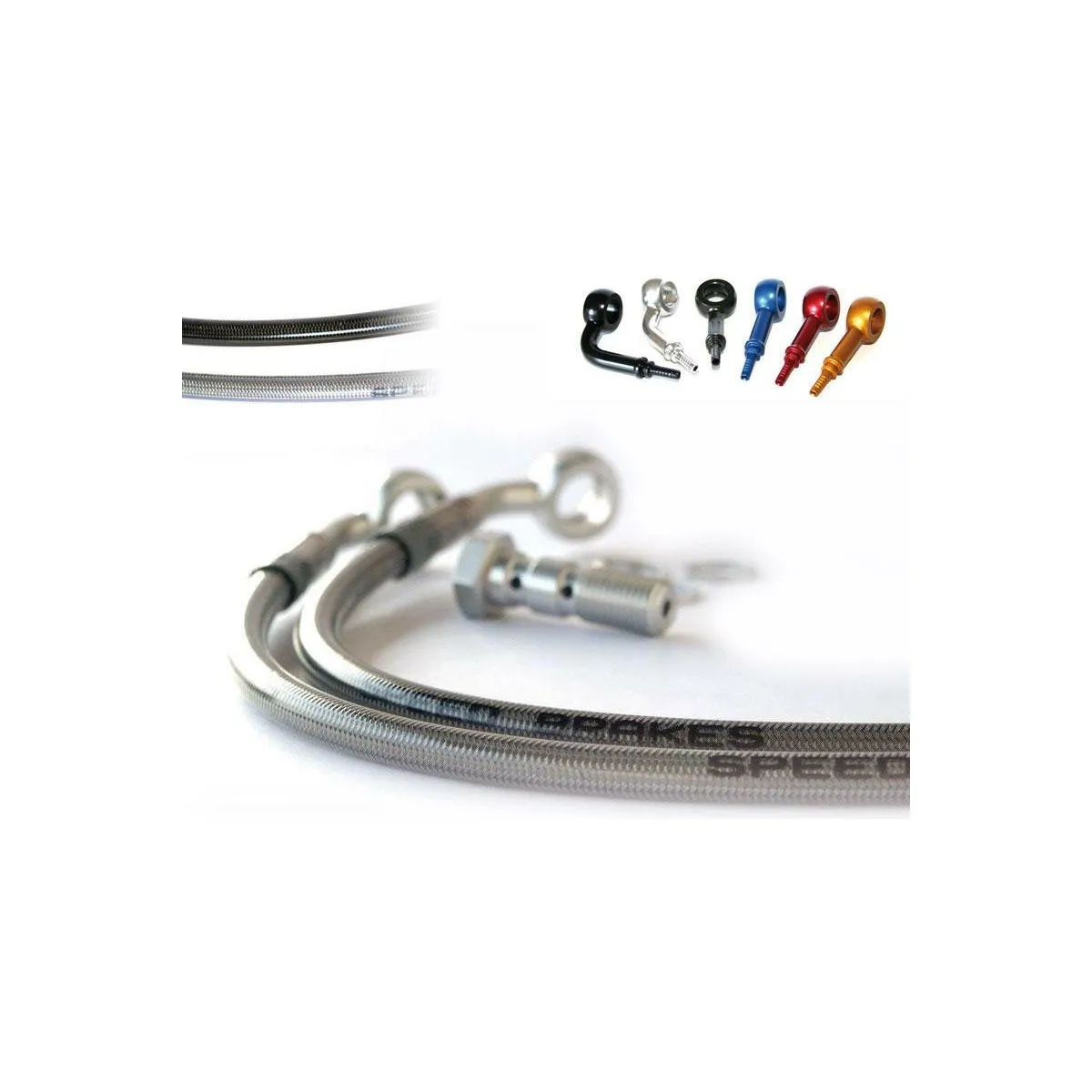 Durite de frein avant TECNIUM - Couleurs de durite et de raccords au choix - 650 XR 2000-2001