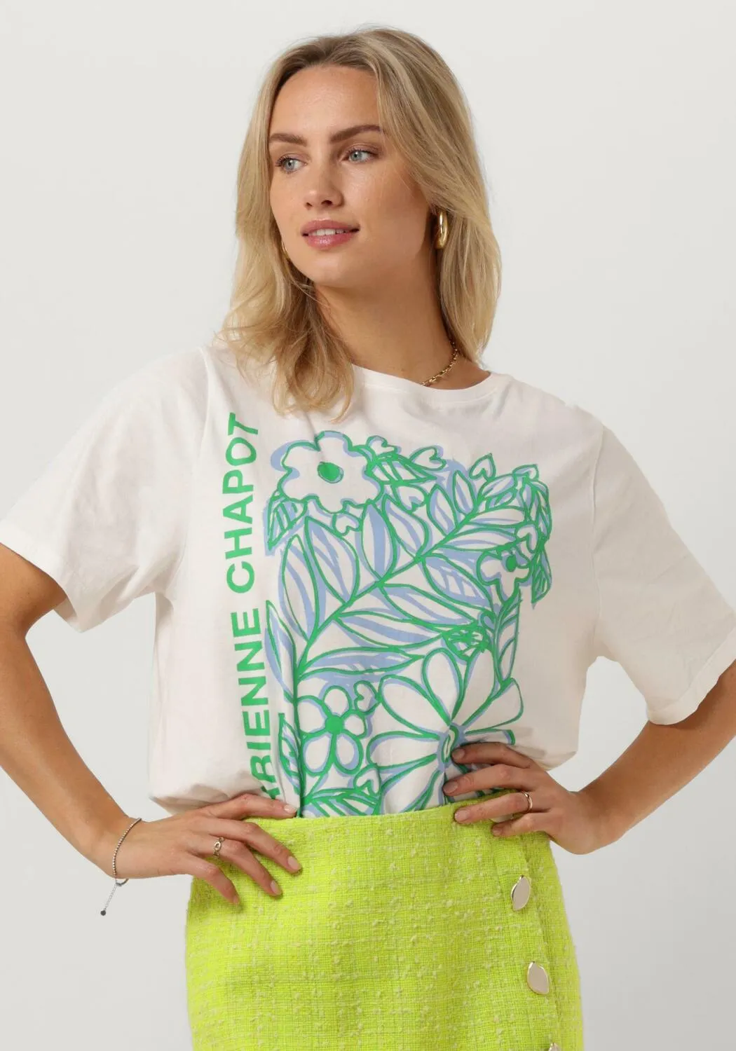 fabienne chapot t-shirt fay bloom green t-shirt écru