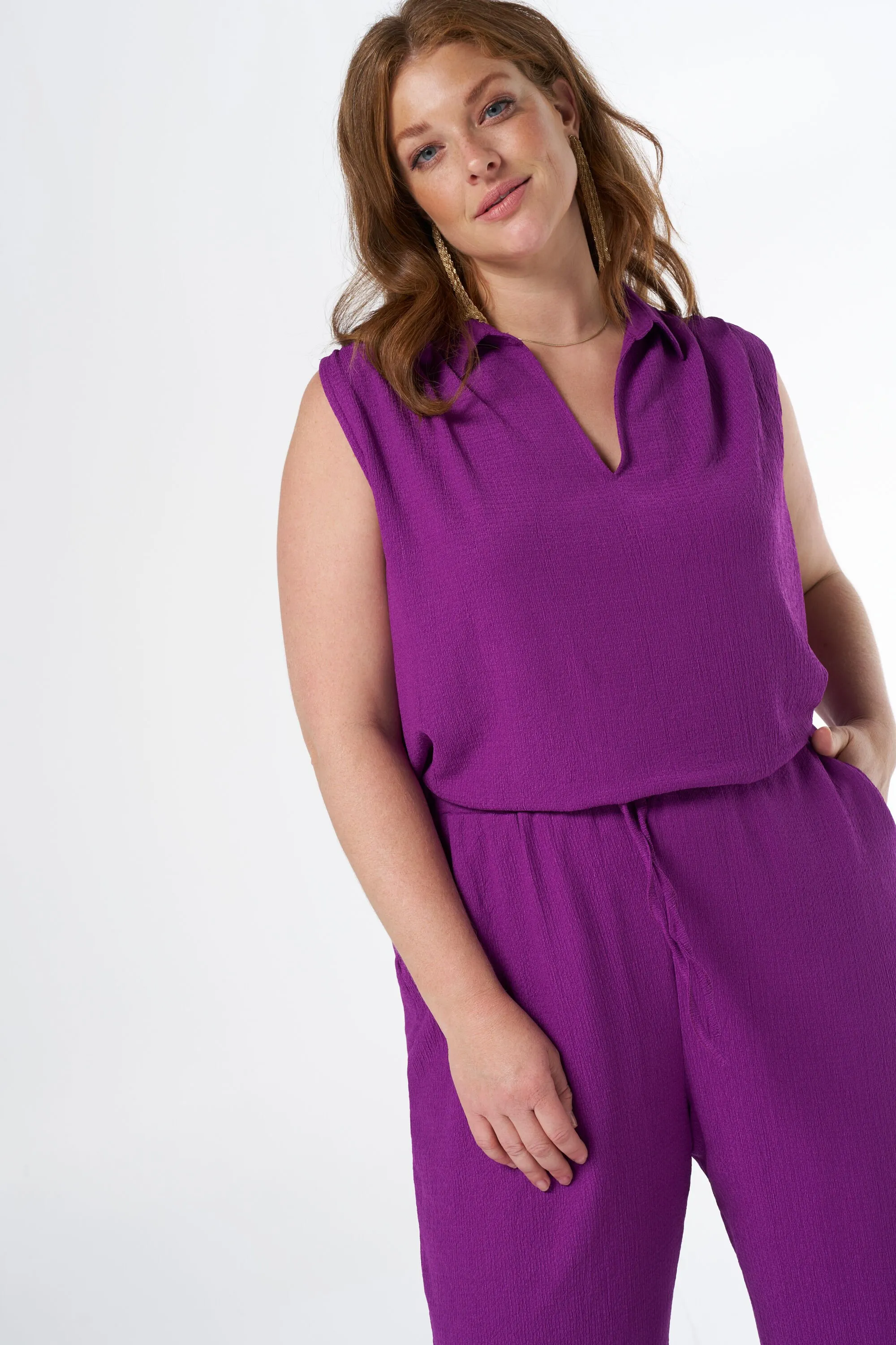Femmes Haut avec col en V  Violet | MS Mode