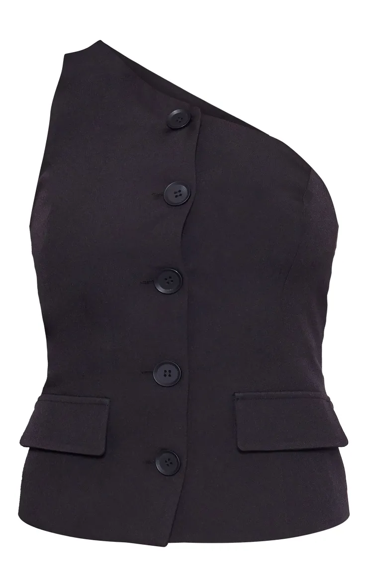 Gilet asymétrique ajusté noir tissé