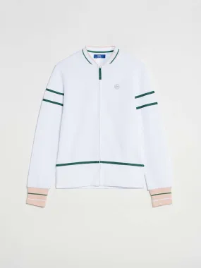 Gilet Femme Zippé Coton Blanc et Vert tbs