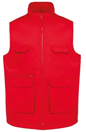 Gilet multipoches rembourré sans manches - Unisexe - WK607 - rouge 