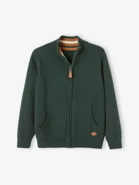 Gilet zippé col montant personnalisable garçon vert forêt - Vertbaudet