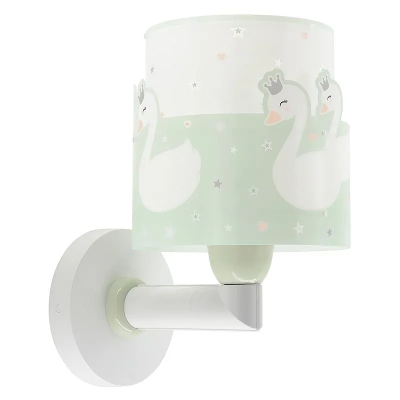 Groene kinder wandlamp Zwanen, kunststof