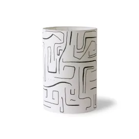 HK Living Printed Cilinder Lamp Shade Black Lines - Trouva