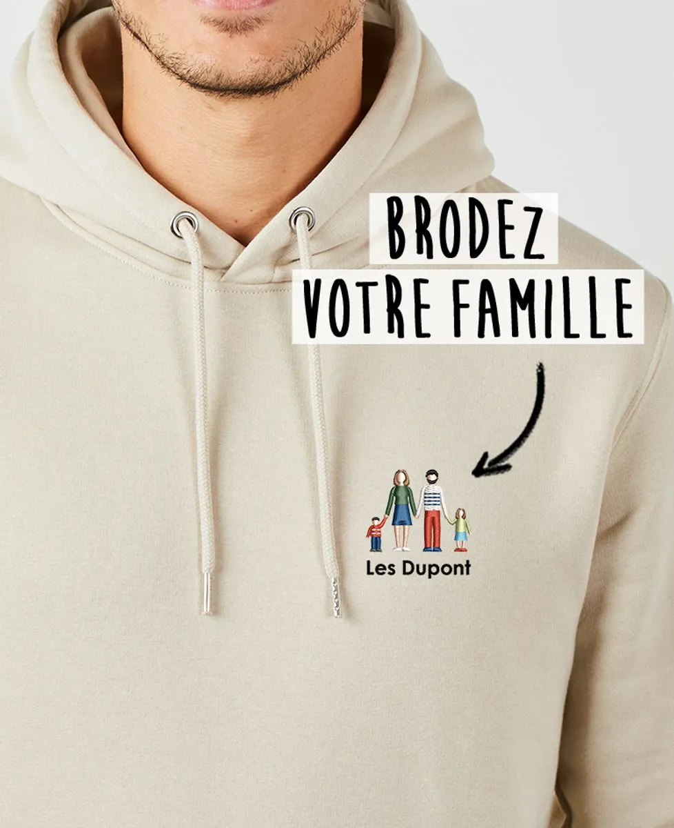 Hoodie homme Famille brodé personnalisé