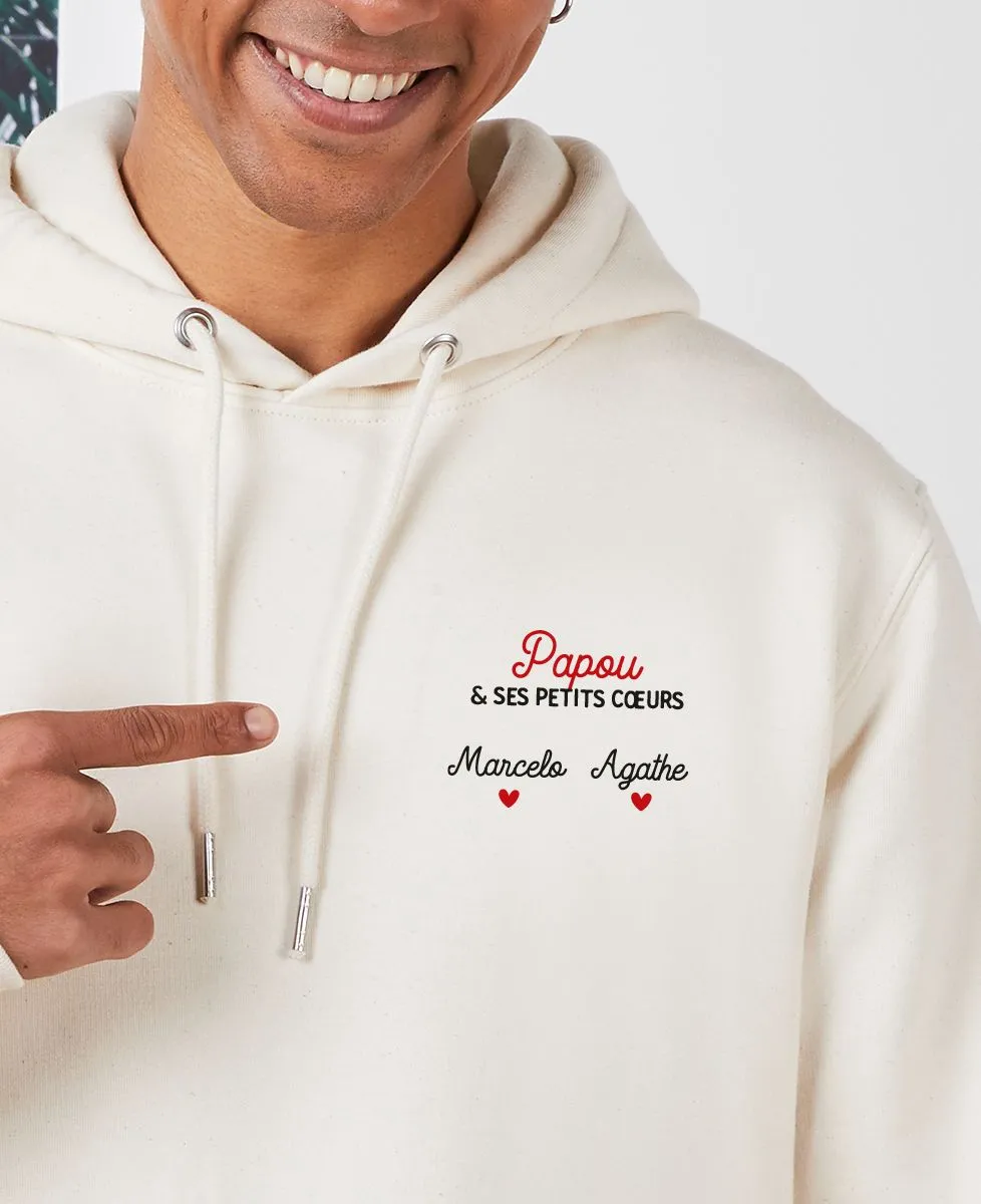 Hoodie homme Papa et ses petits coeurs personnalisé