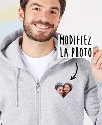 Hoodie homme Photo perso en coeur