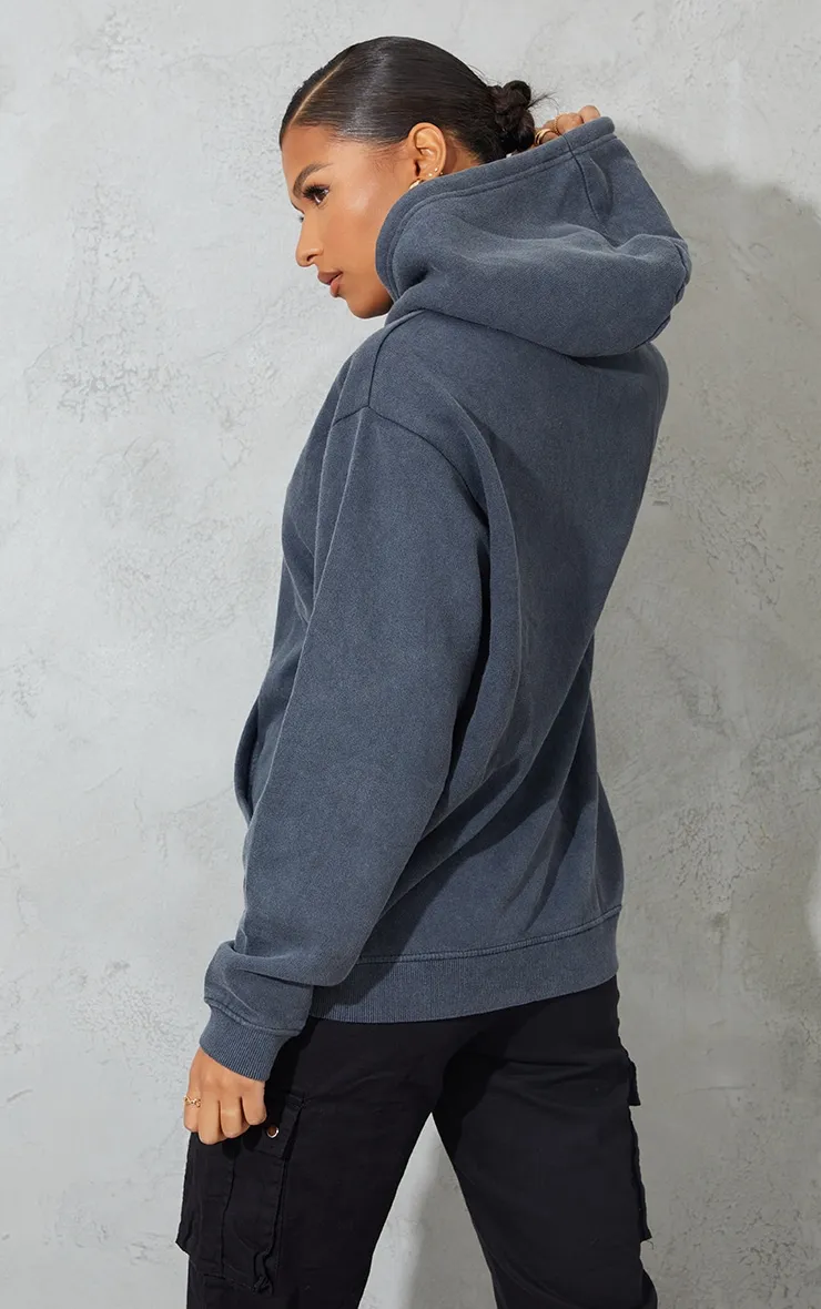 Hoodie surteint gris anthracite délavé 