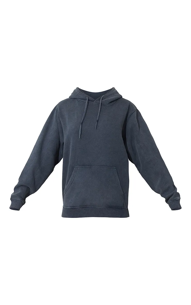 Hoodie surteint gris anthracite délavé 