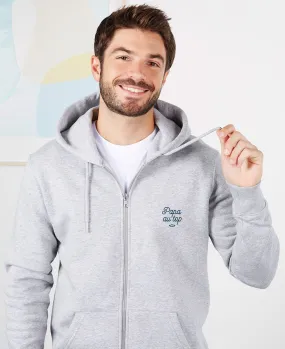 Hoodie zippé homme Papa au top brodé