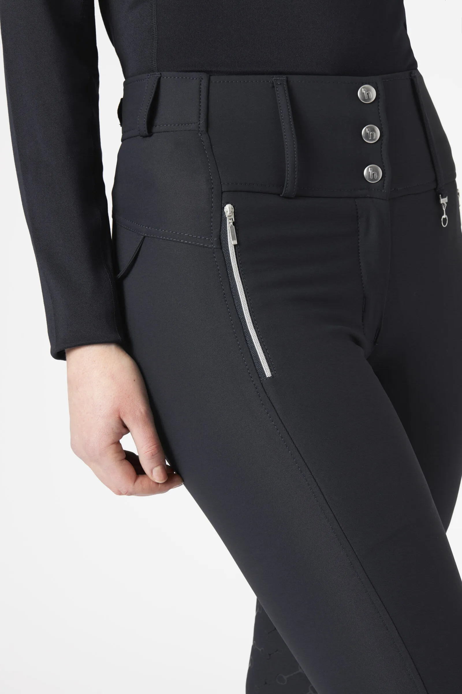 Horze Pantalon d'équitation taille haute fond intégral silicone Andrea