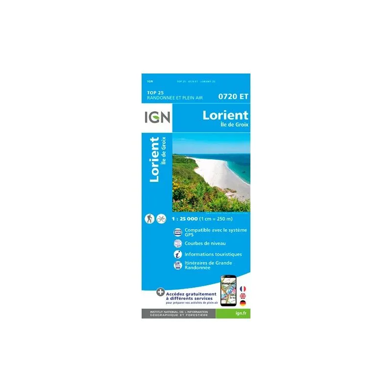 IGN Lorient / Ile-De-Groix - Carte topographique | Hardloop