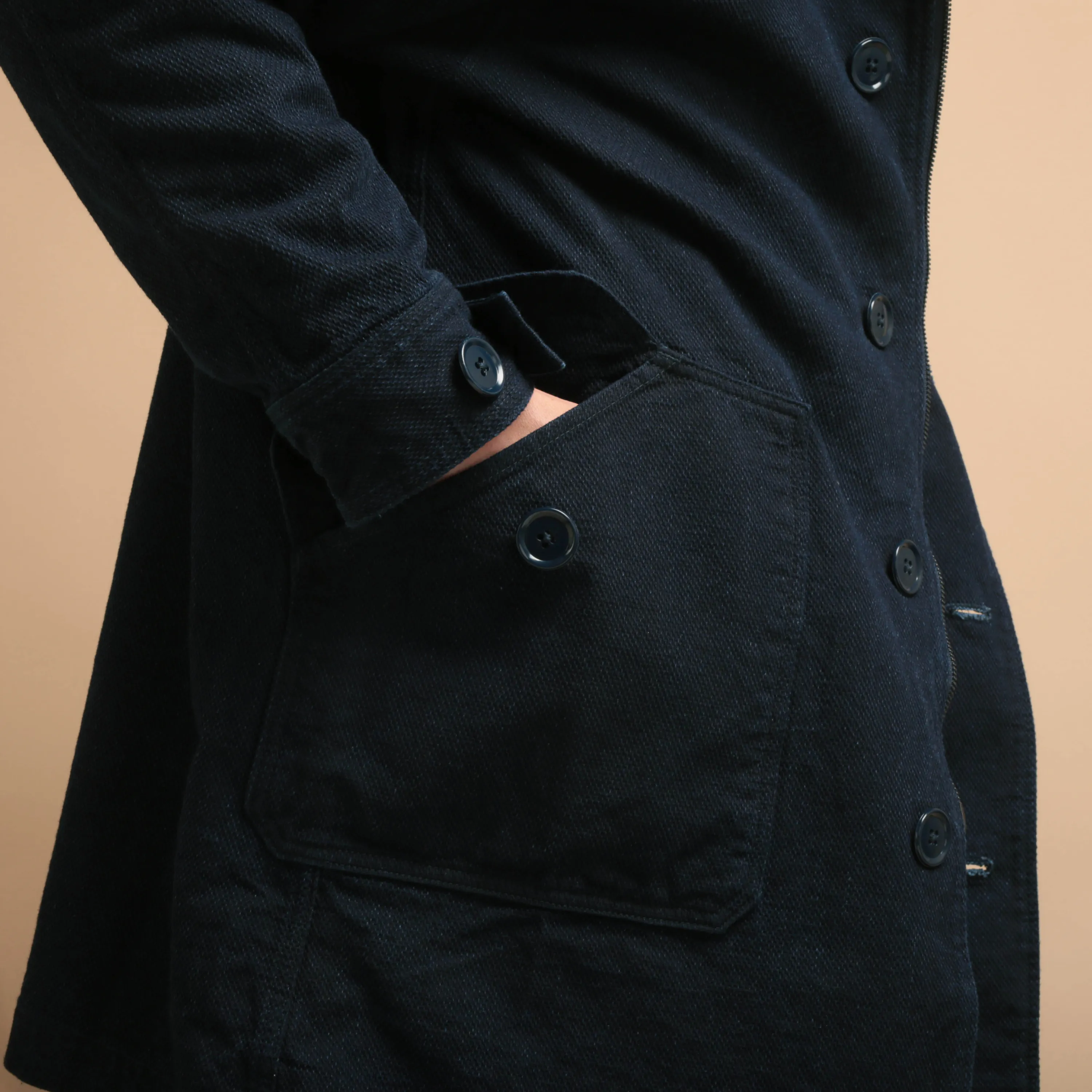 Indigo Dobby Mods Coat